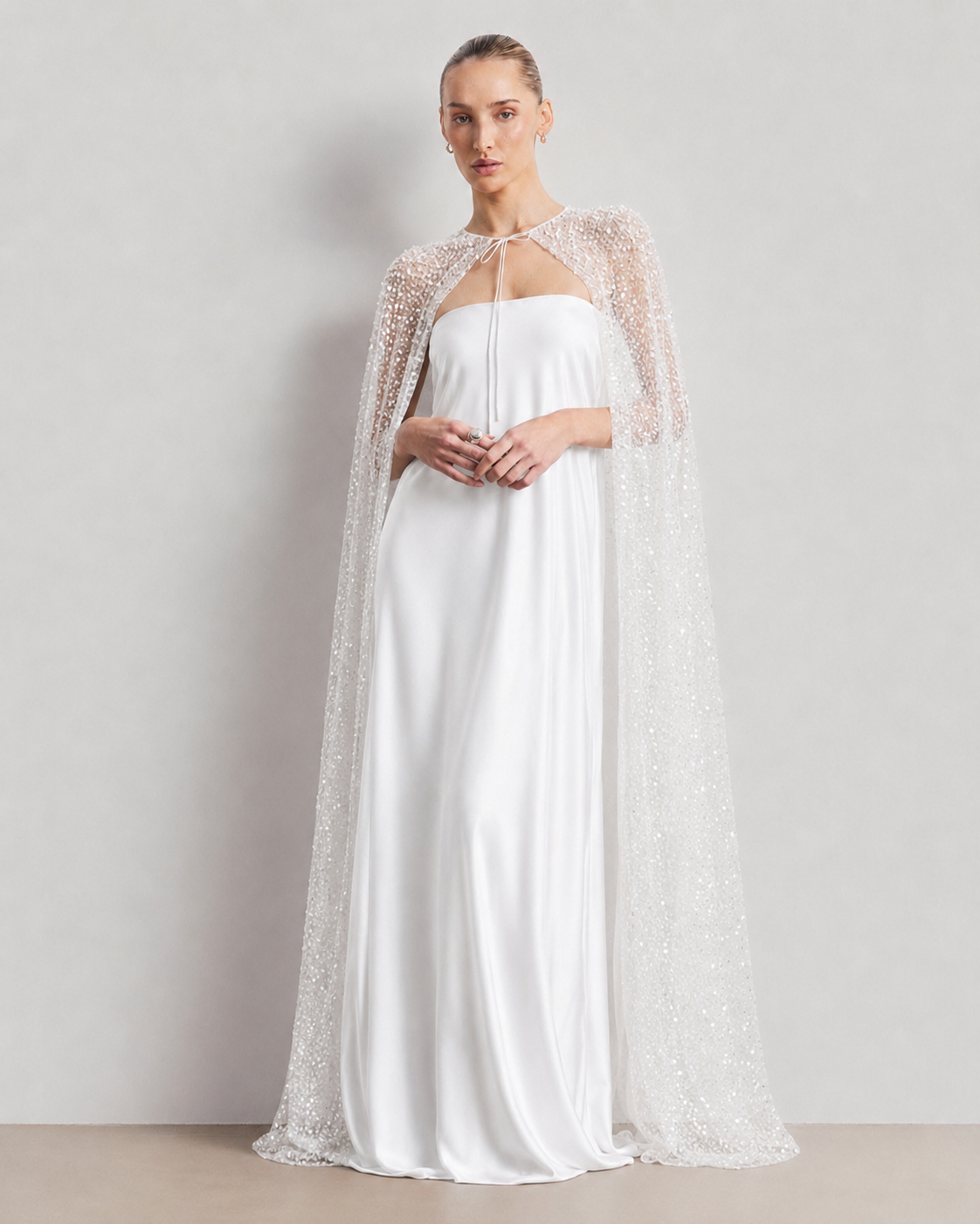Sheer Embellished Cape
