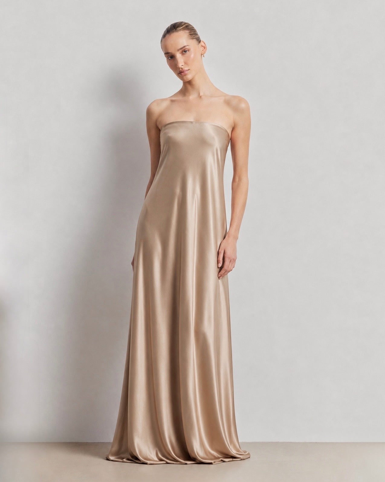 Satin Bandeau Maxi Dress
