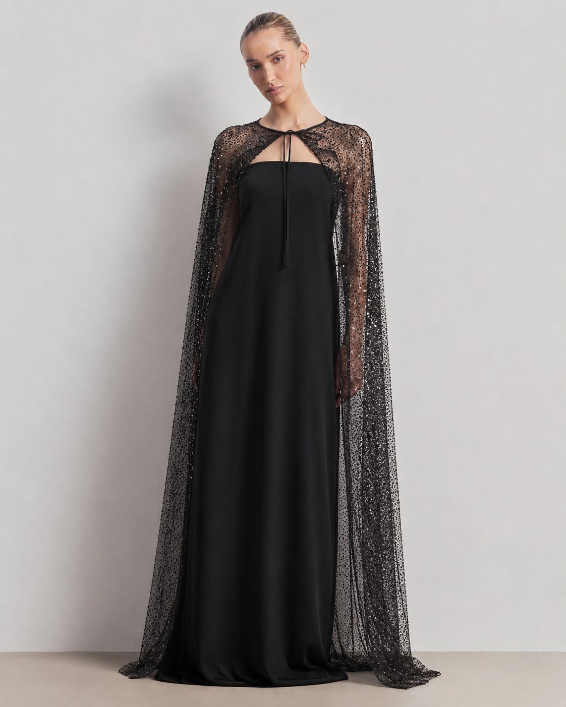 Sheer Embellished Cape