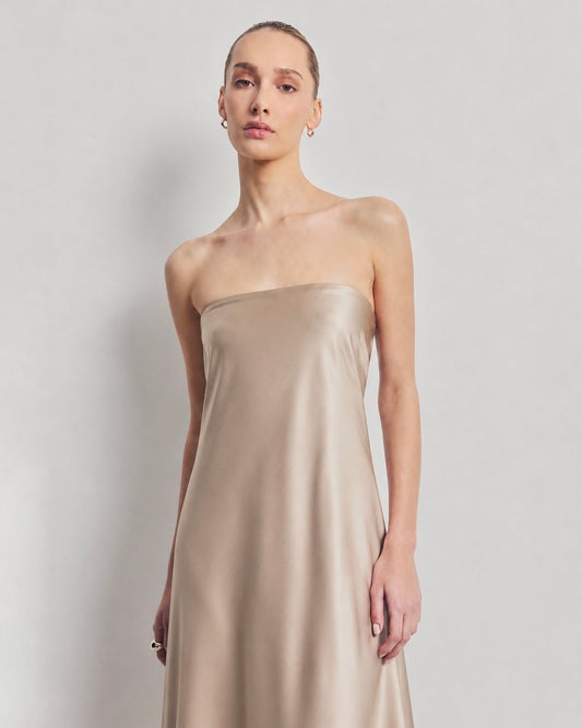 Satin Bandeau Maxi Dress
