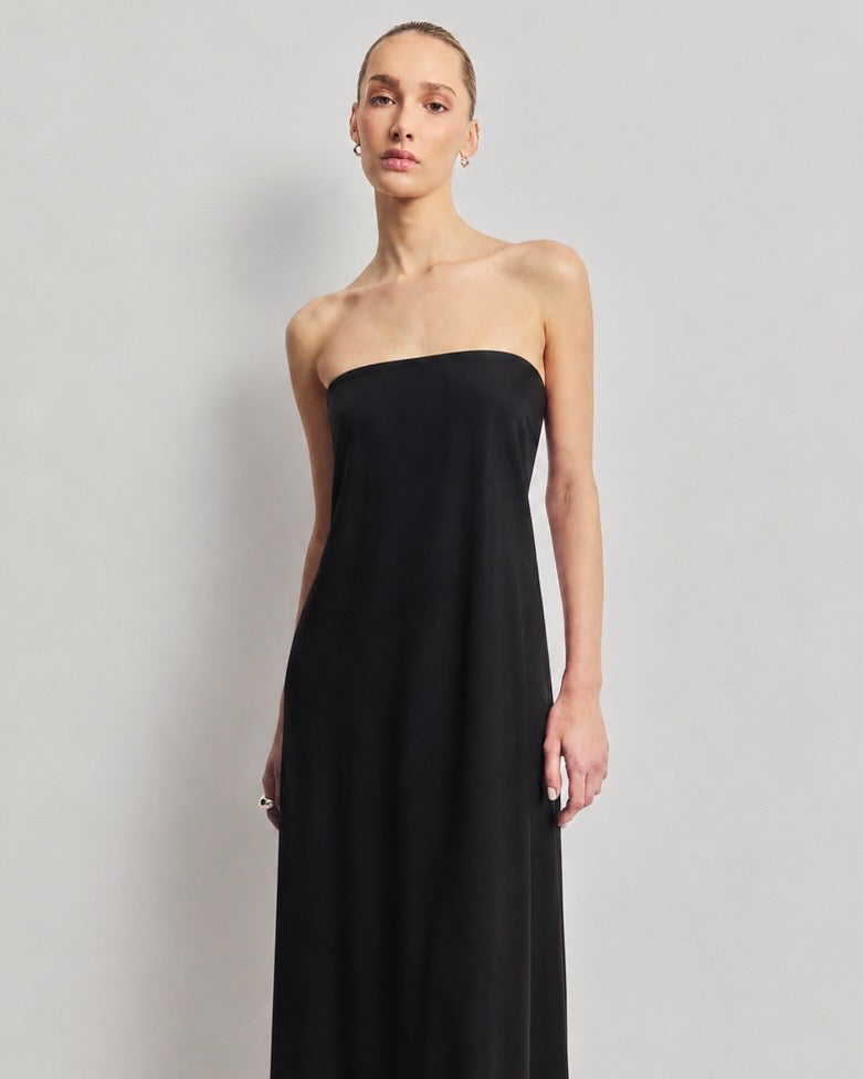 Satin Bandeau Maxi Dress