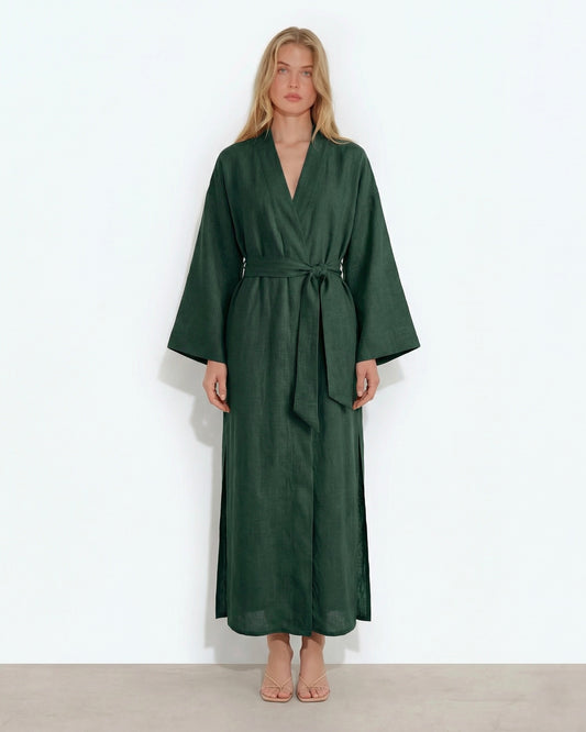 Soul organic linen kimono dress