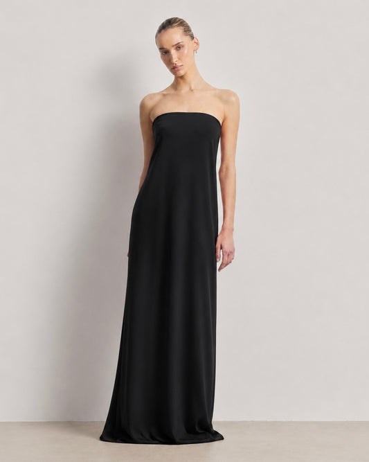 Satin Bandeau Maxi Dress
