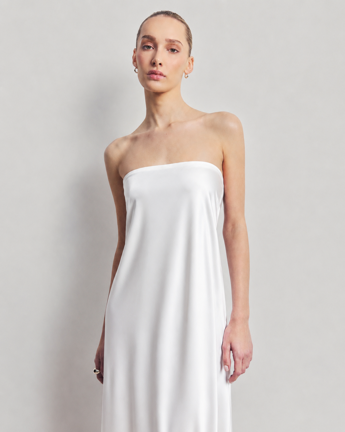 Satin Bandeau Maxi Dress