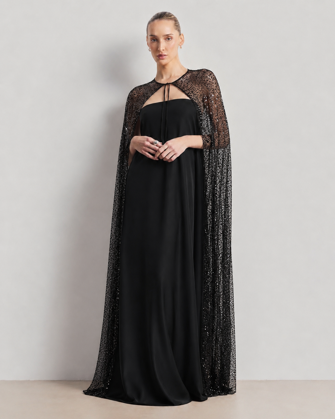 Sheer Embellished Cape