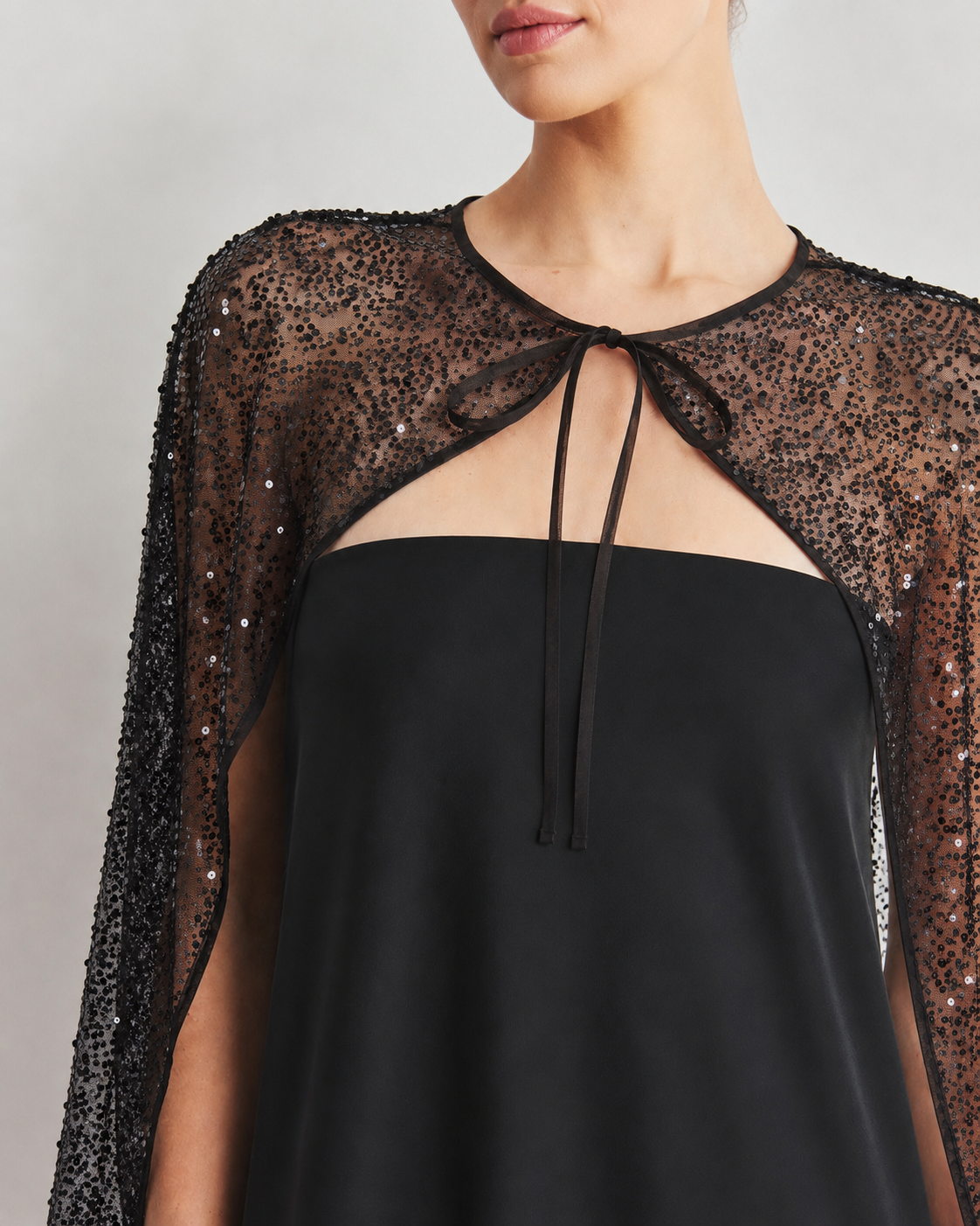 Sheer Embellished Cape