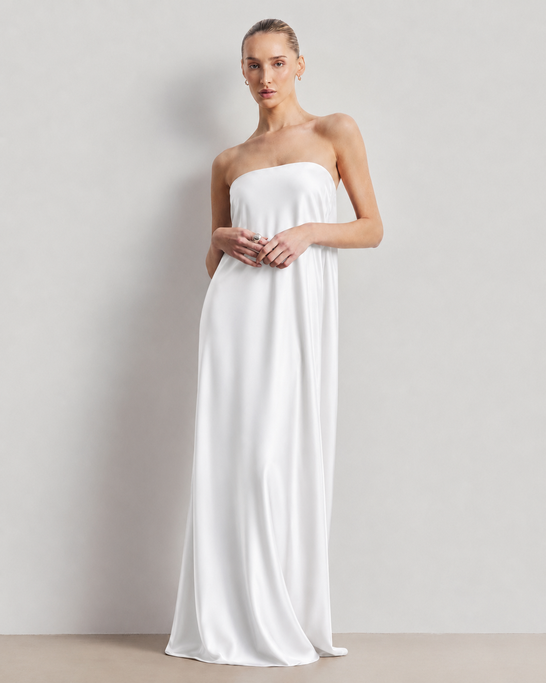 Satin Bandeau Maxi Dress