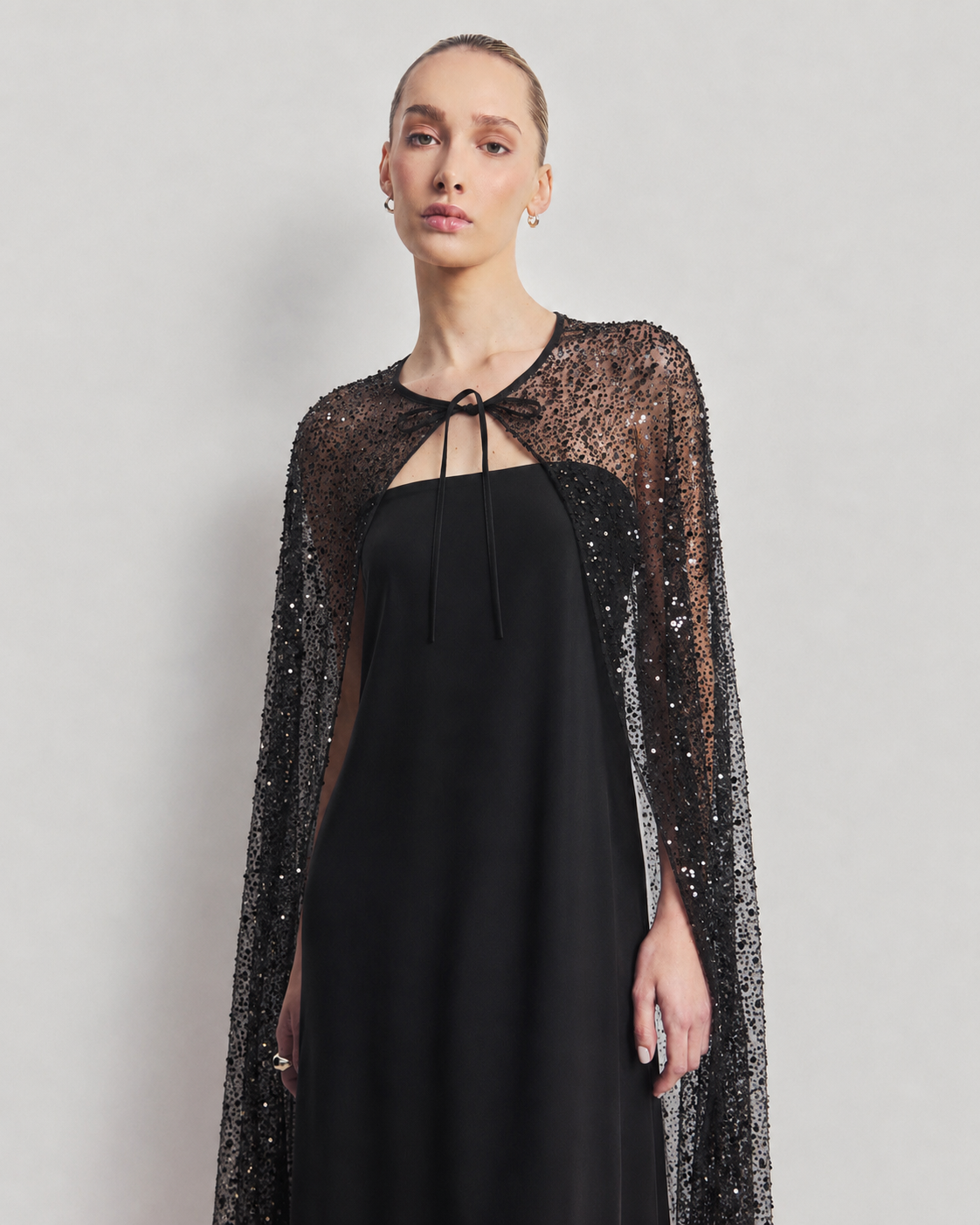 Sheer Embellished Cape