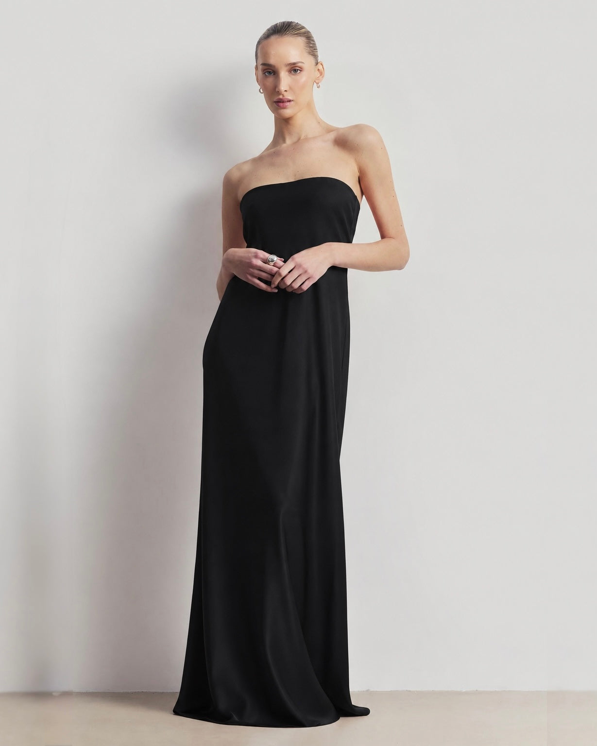 Satin Bandeau Maxi Dress