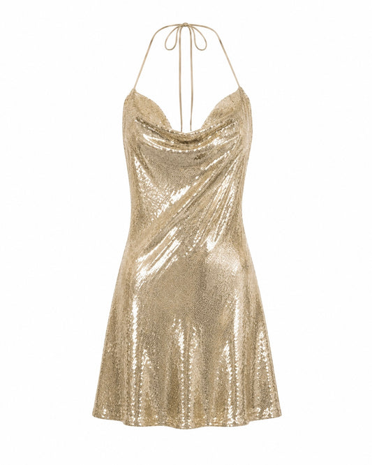 Sequin Open-Back Mini Dress