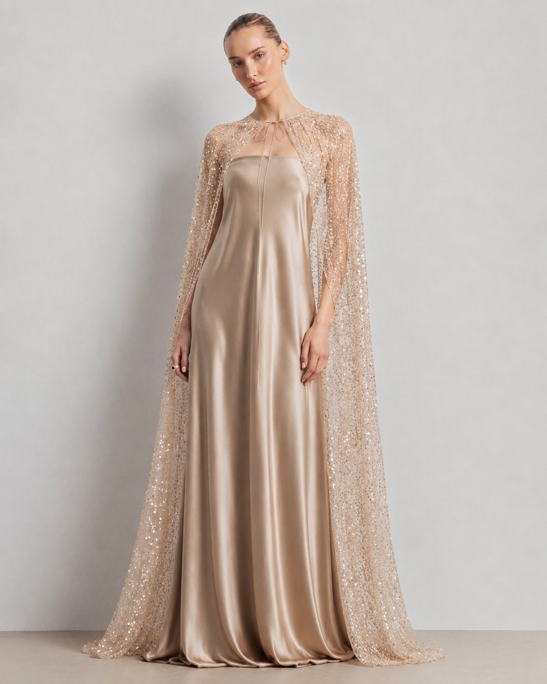 Sheer Embellished Cape
