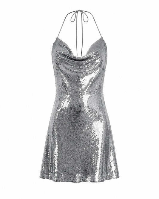 Sequin Open-Back Mini Dress