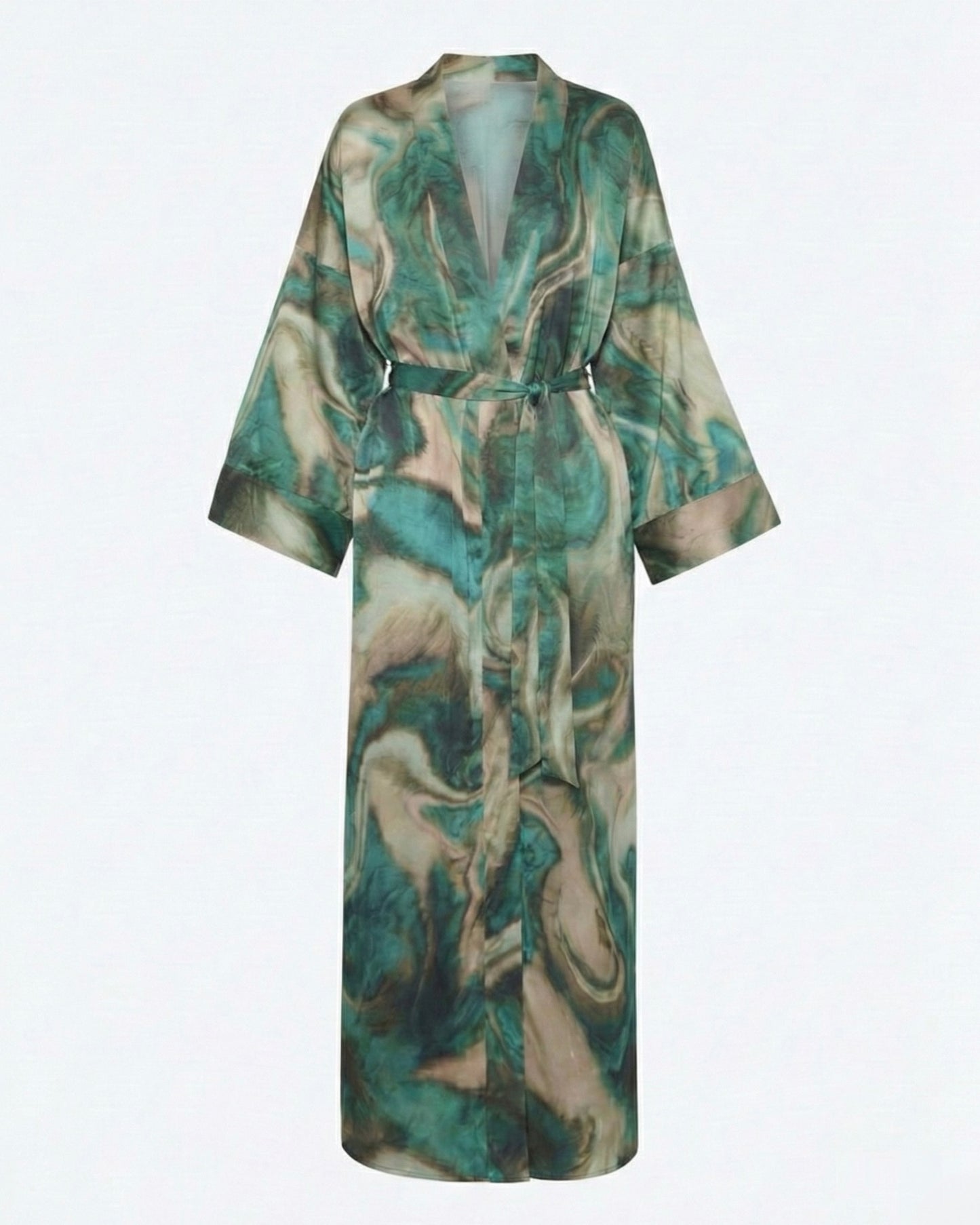 Satin Emerald kimono dress