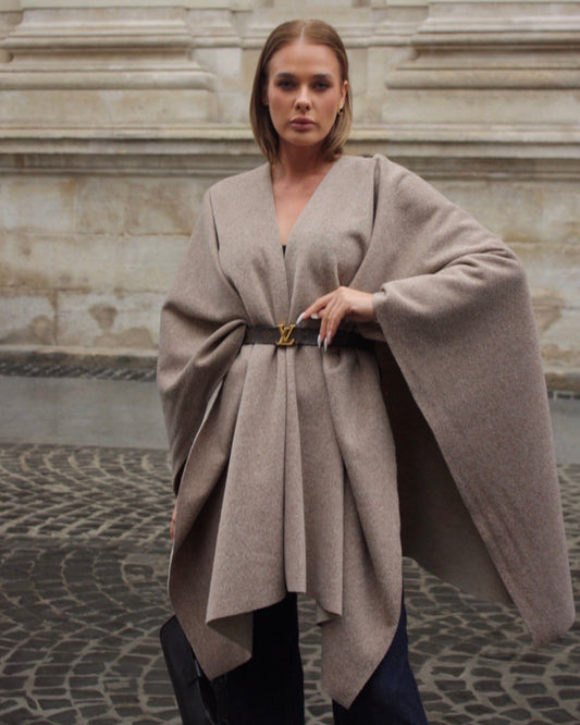 Double-sided Wool Poncho Duality