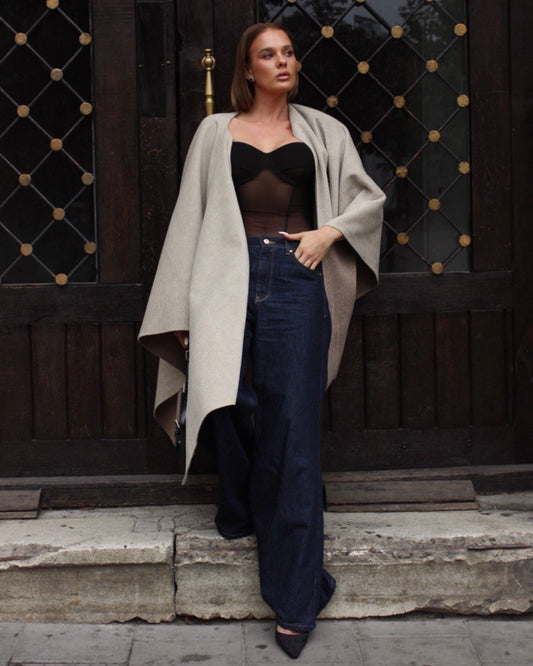 Double-sided Wool Poncho Duality